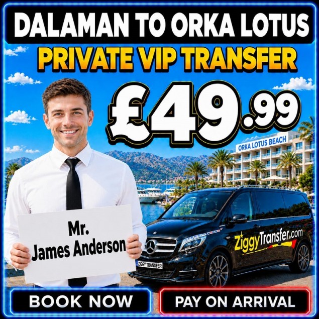 Dalaman Airport to Sentido Orka Lotus Beach Hotel private taxi transfer